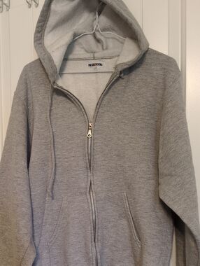 Jerzees Light Gray Full-Zip Hooded Sweatshirt